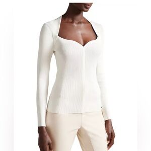 Ted Baker London Sweet Heart Neckline White Knit Top